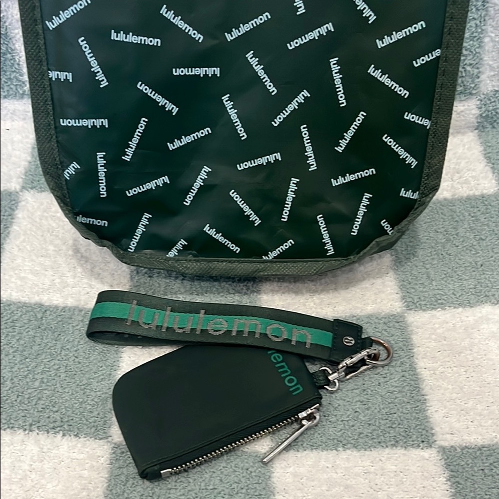 Lululemon Green Wallet and Wristlet Set and FREE LULU MATCHING BAG